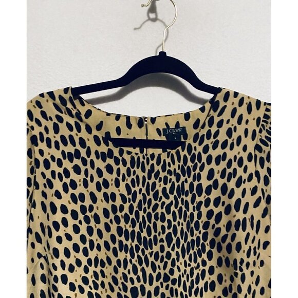 J Crew Dress Womens 4 Jules Leopard Animal Print Mini Shift 3/4 Sleeve Boho - Picture 4 of 8